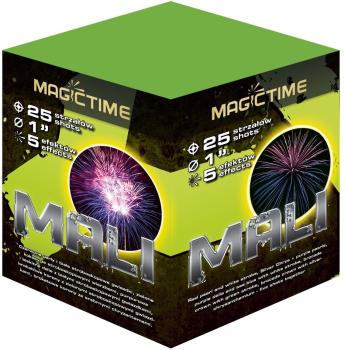 Mali, 25 Schuss, NEM: 275g, Kaliber: 25mm, Shape: I, Brenndauer ca. 35 Sekunden